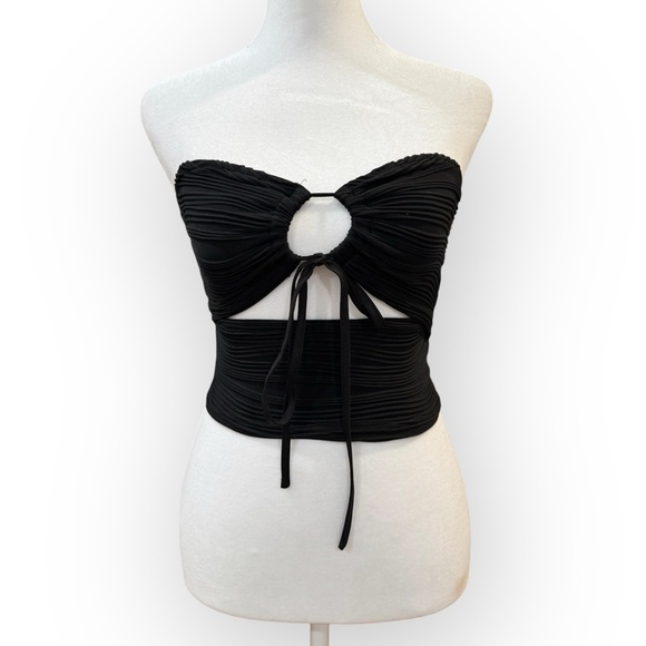 SHEIN Tops - SHEIN Black Ruched Cutout Tube Top – Size Small